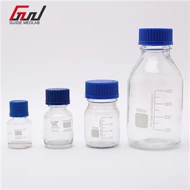 اسکریو کیپ کے ساتھ گلاس ریایجنٹ بوتل